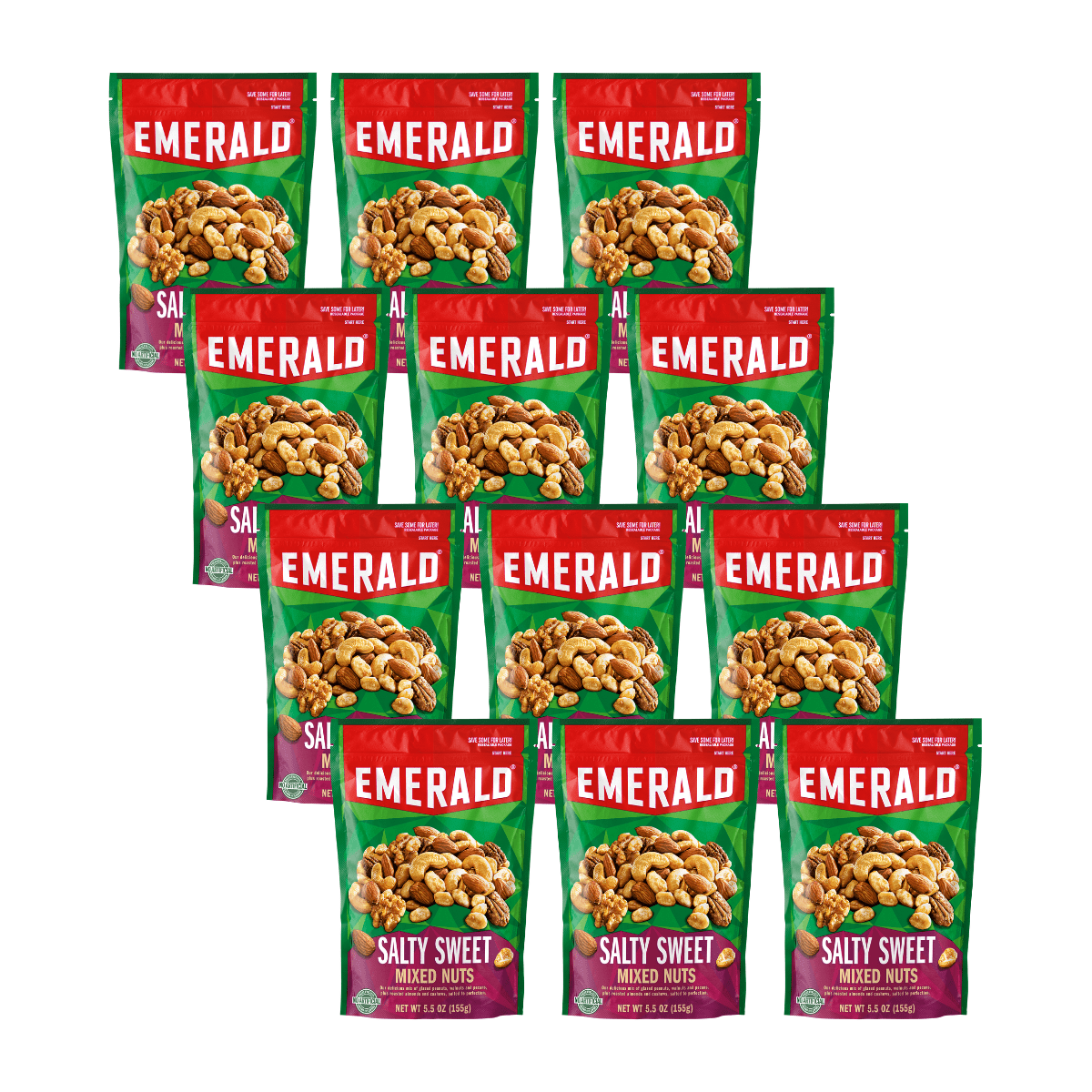 Emerald Nuts Salty Sweet Mixed Nuts, Features Kettle Glazed Peanuts