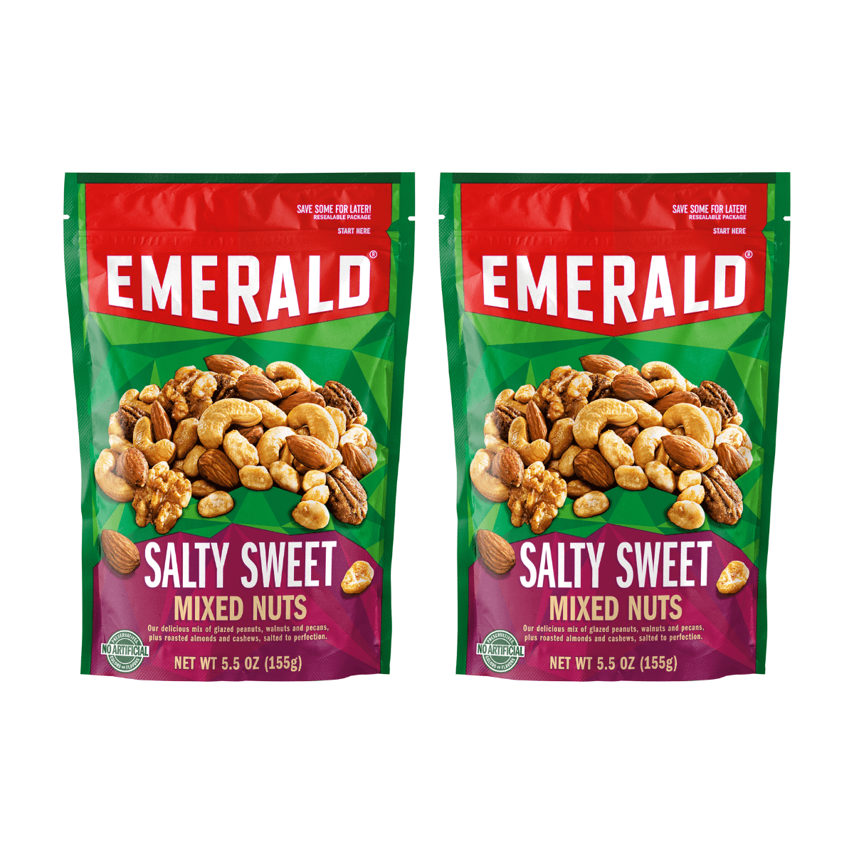 Emerald Nuts Salty Sweet Mixed Nuts, Features Kettle Glazed Peanuts