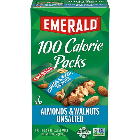 Emerald Nuts Unsalted Almonds BDF32 and Walnuts 7 (1-Pack), 100-Calorie Individual Packs of Nut Blend, Kosher Certified, Non-GMO, Contains No Artificial Preservatives, Flavors or Synthetic Colors