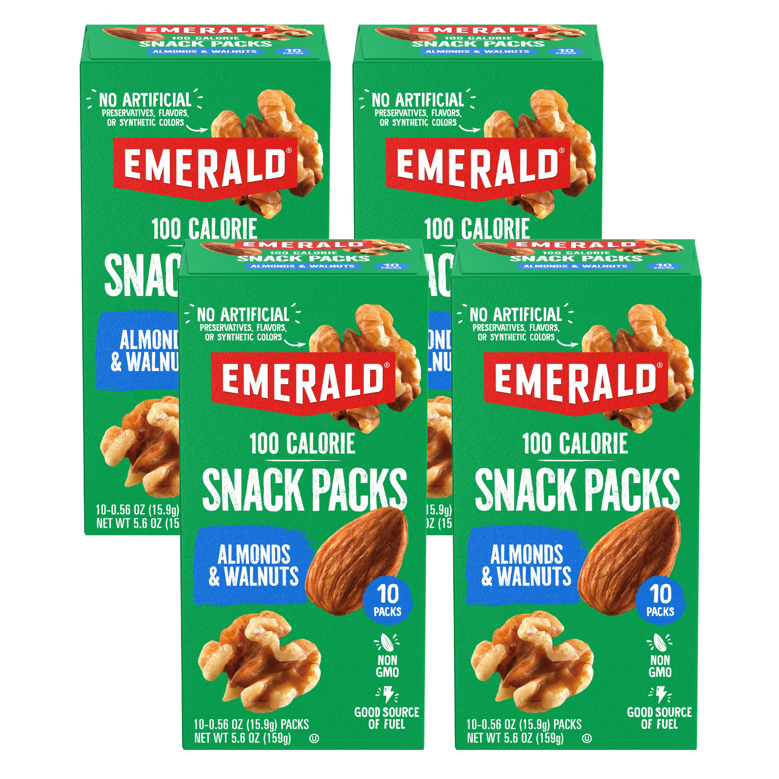 Emerald Nuts, Unsalted Almonds & Walnuts, 100 Calorie Packs, 10 CT, 5.6 ...