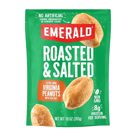 Emerald Nuts Virginia Peanuts Roasted and Salted Resealable Bag 10 oz