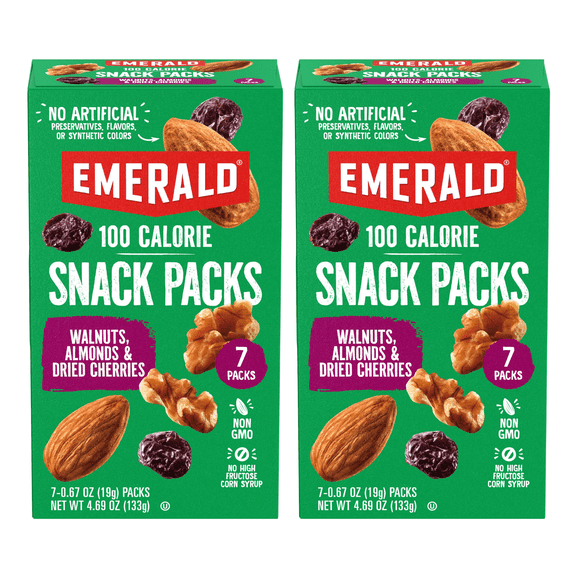 Emerald Nuts Walnuts & Almonds with Dried Cherries, 100 Calorie Pack, 4.69 oz (Pack of 2)