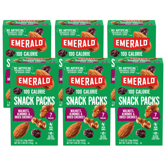 Emerald Nuts Walnuts & Almonds with Dried Cherries, 100 Calorie Pack, 4.69 oz (Pack of 6)