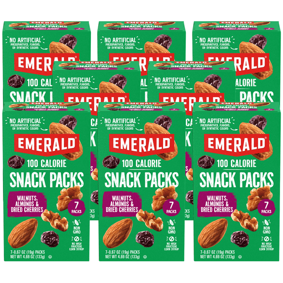 Emerald Nuts Walnuts & Almonds with Dried Cherries, 100 Calorie Pack, 4.69 oz (Pack of 8)