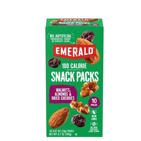 Emerald Nuts, Walnuts & Almonds with Dried Cherries, 100 Calorie Packs, 10 Ct, 6.7 oz