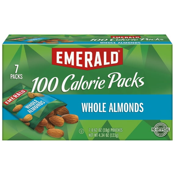 Emerald Nuts Whole Almonds, 100-Calorie Individual Packs 7CT, 4.34 oz