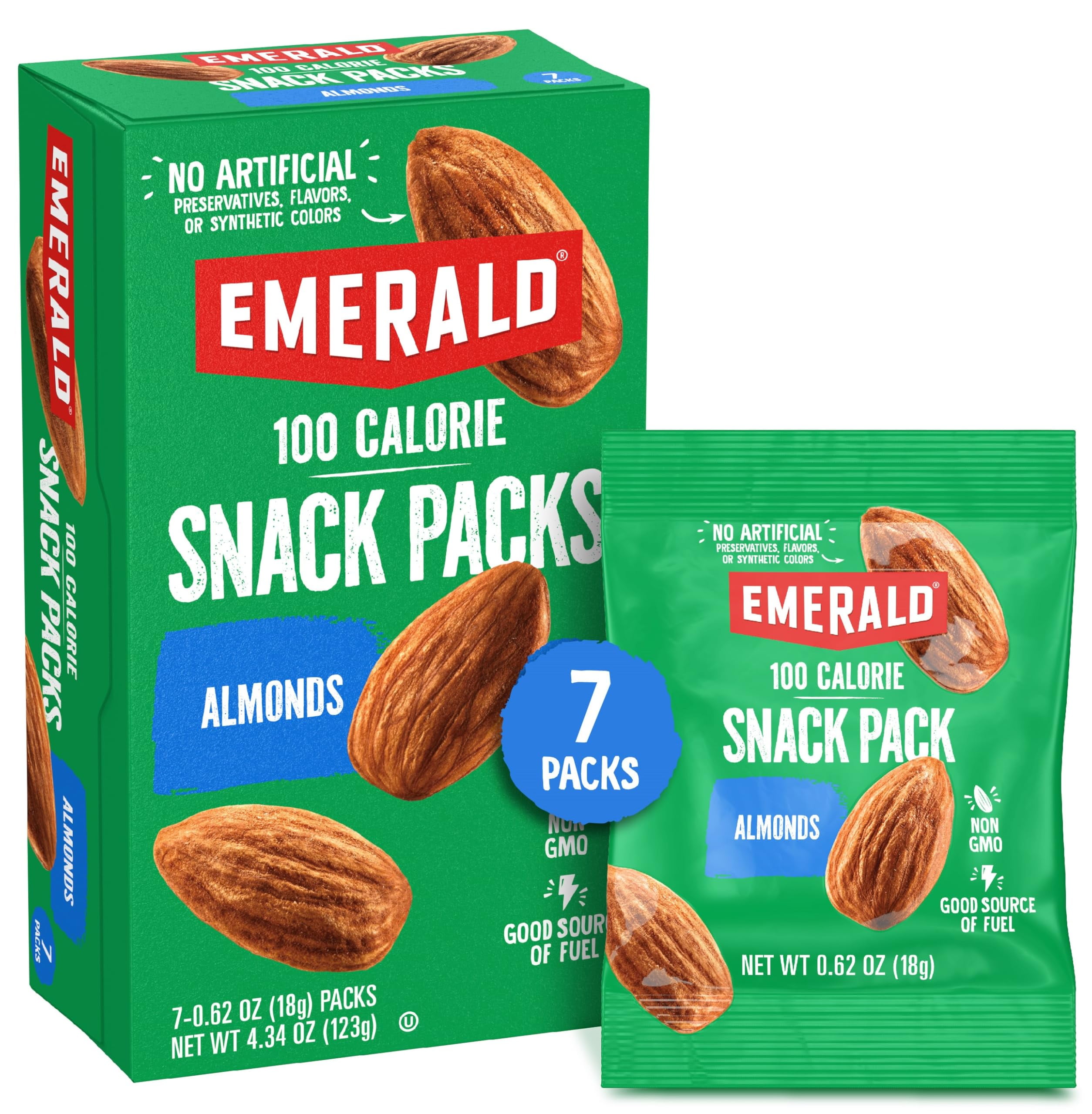 Emerald Nuts Whole Almonds OIF8 7ct (1-Pack), 100-Calorie Individual ...