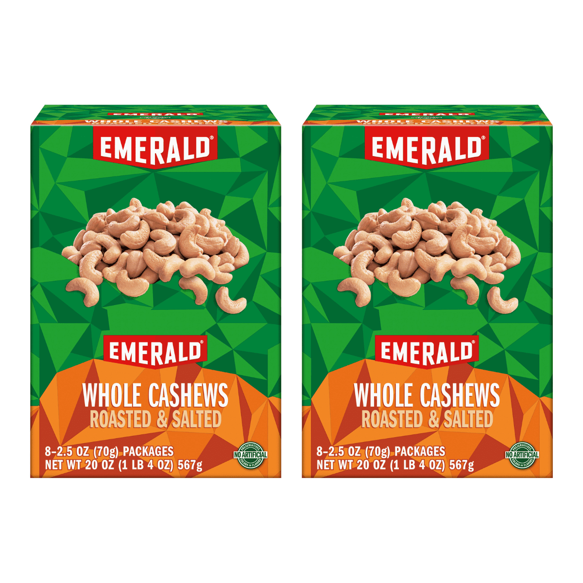 Emerald Nuts, Whole Cashews Roasted & Salted, 8 CT Box, 20 oz (Pack of ...