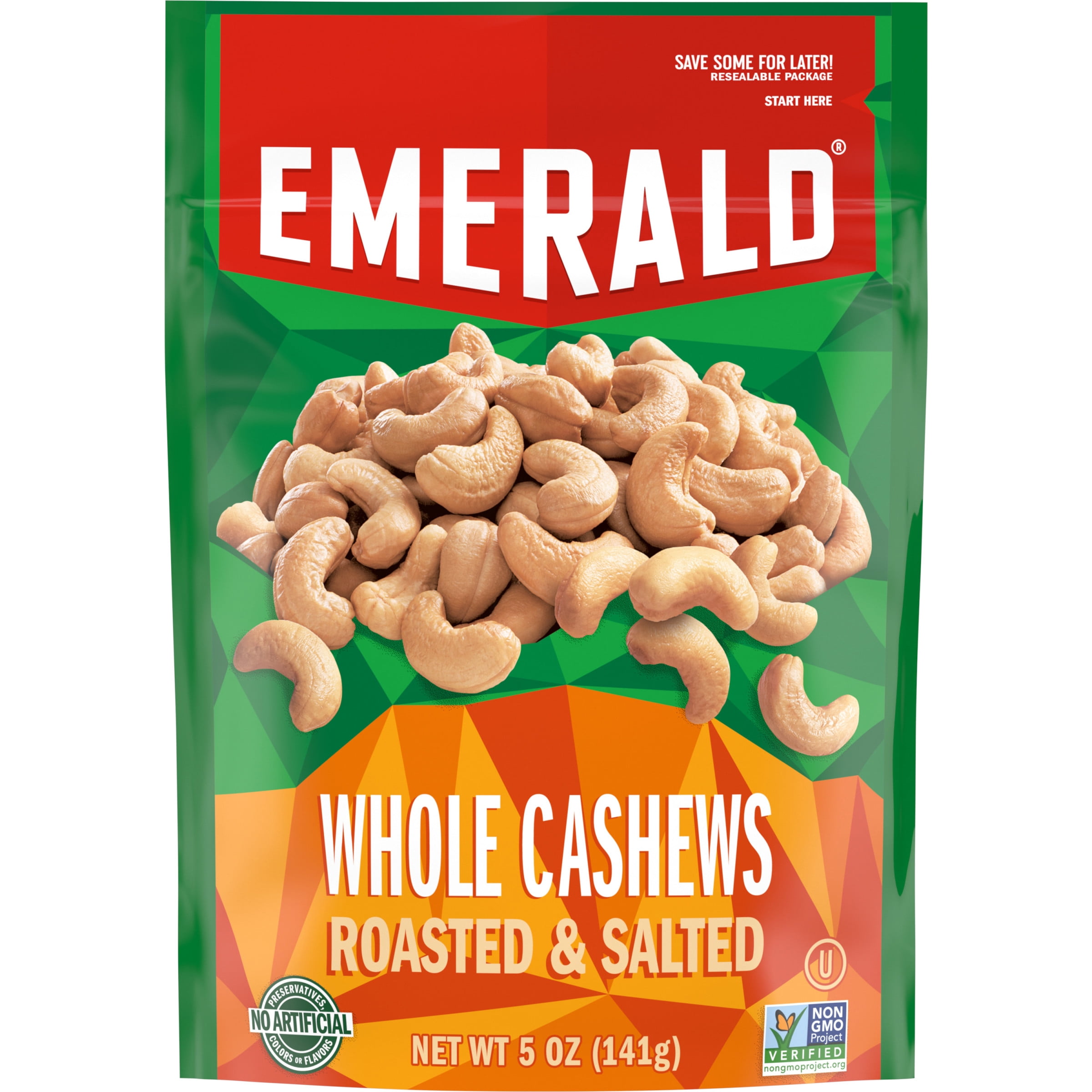 Emerald, Whole Roasted and Salted Cashews, 5 oz, with Sea Salt ...