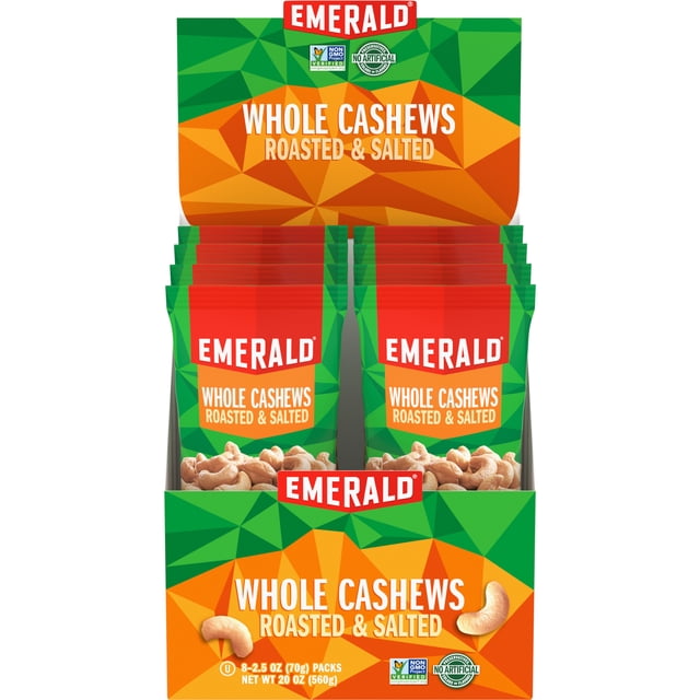 Emerald Nuts, Whole Cashews Roasted and Salted, 8 Count Box - Walmart.com