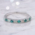 thumbnail image 1 of Emerald Opal Wedding Band, Half Eternity Opal Stacking Band, 925 Sterling Silver Wedding Ring, Gemstone Band, Birthstone Ring, Anniversary Christmas Gift, 1 of 5