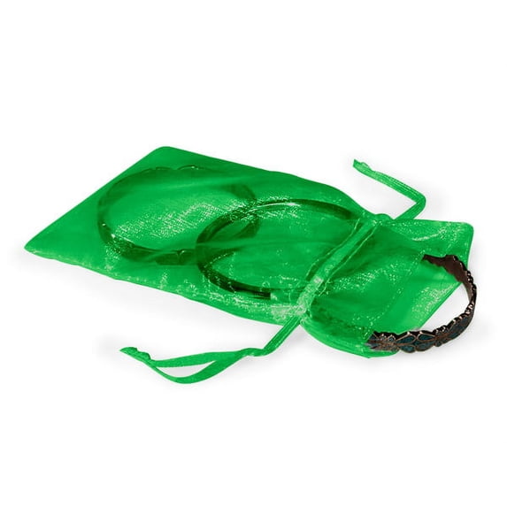 Emerald Organza Bags 4x6" With Satin Drawstrings (10 Pack )