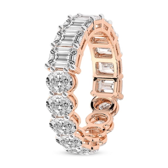Emerald & Oval Shape Lab Grown Diamond Jayla Eternity Ring For Women | 7 Carat IGI Certified 14K Rose Gold | FG-VS Quality Friendly Diamonds Eternity Ring Size 5