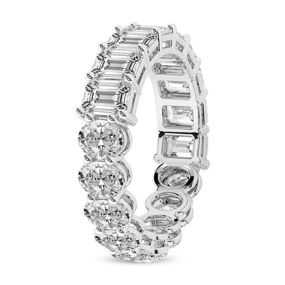 Emerald & Oval Shape Lab Grown Diamond Jayla Eternity Ring For Women | 4 Carat IGI Certified 14K White Gold | FG-VS Quality Friendly Diamonds Eternity Ring Size 4
