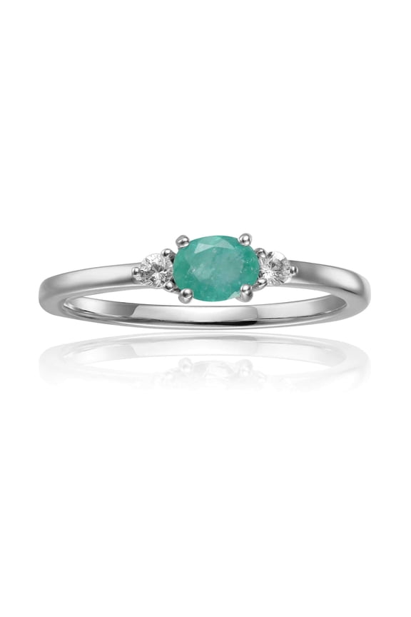 Emerald Oval Three Stone Ring