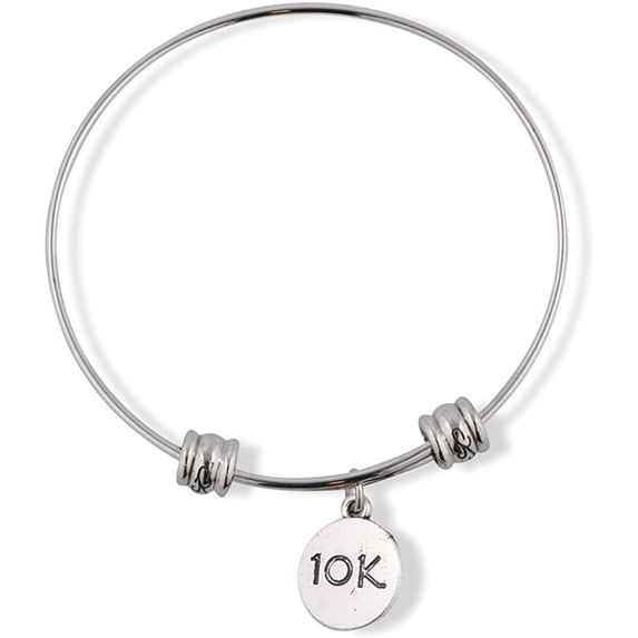 10k Running Fancy Charm Stainless Steel Bangle