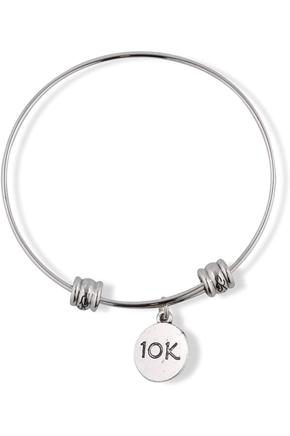 10k Running Fancy Charm Stainless Steel Bangle