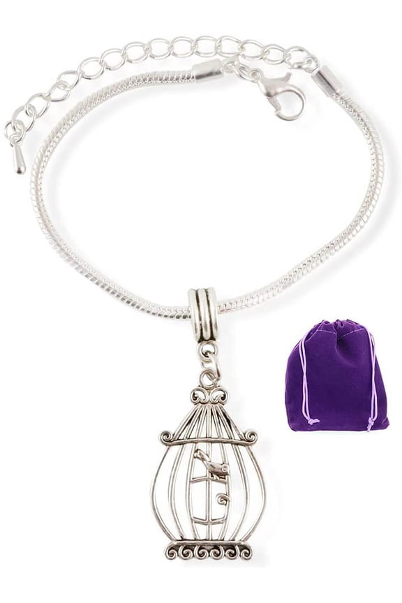 Bird in a Cage Snake Chain Charm Bracelet