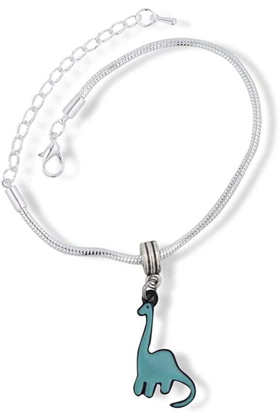Emerald Park Jewelry Brontosaurus Cartoonish Dinosaur Snake Chain Charm Bracelet