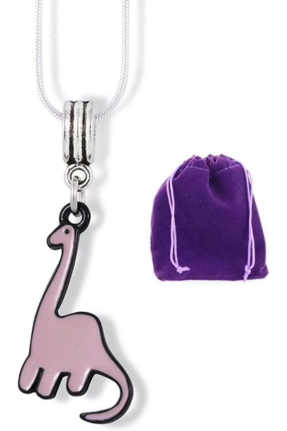 Brontosaurus Dinosaur Cartoonish Charm Snake Chain Necklace