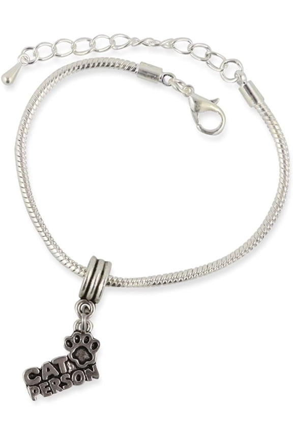 Cat Owner Person Snake Chain Charm Bracelet