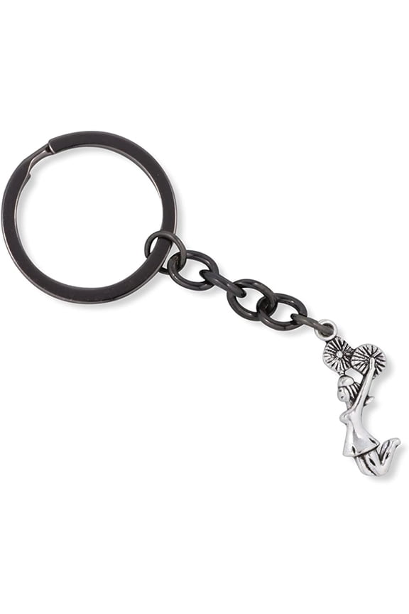 Cheerleader with Pom Poms Charm Keychain