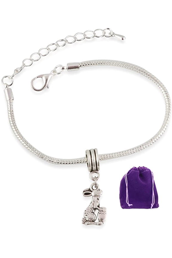 Easter Bunny Rabbit with Egg Snake Chain Charm Bracelet