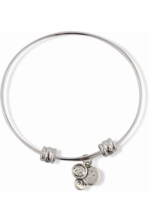 Fashion Sewing Buttons Fancy Charm Bangle