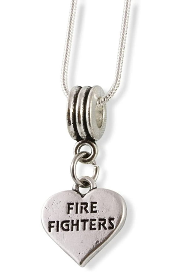 Fire Fighters on a Heart Snake Chain Necklace