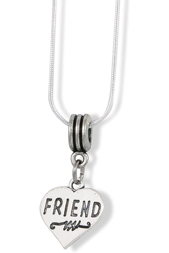 Emerald Park Jewelry Friend on a Heart Charm Snake Chain Necklace