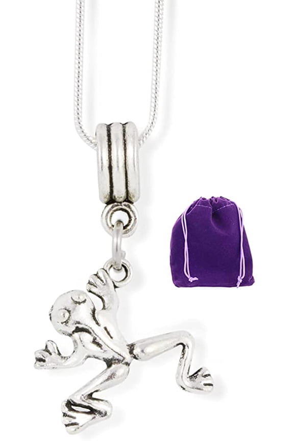 Frog (One Back Leg Higher Than The Other) Charm Snake Chain Necklace