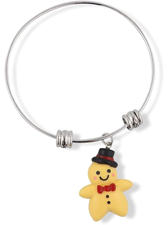 Plastic Gingerbread Man Adjustable Charm Bangle