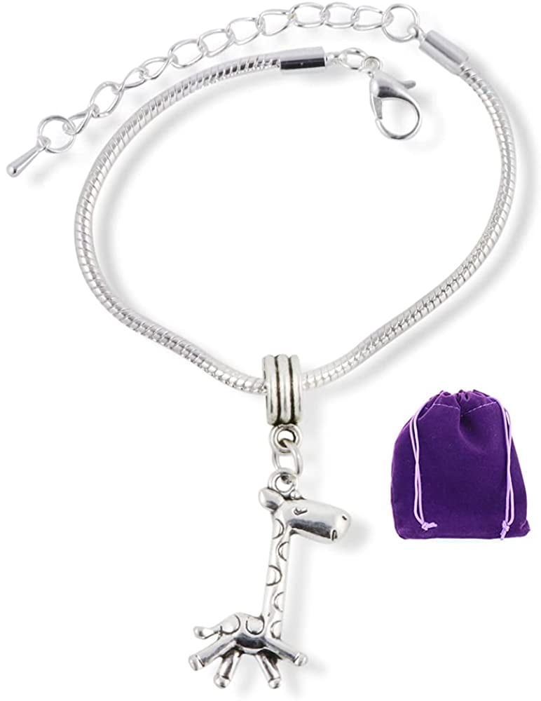 Emerald Park Jewelry Giraffe Gifts | Giraffe Stainless Steel Snake Chain Charm Bracelet