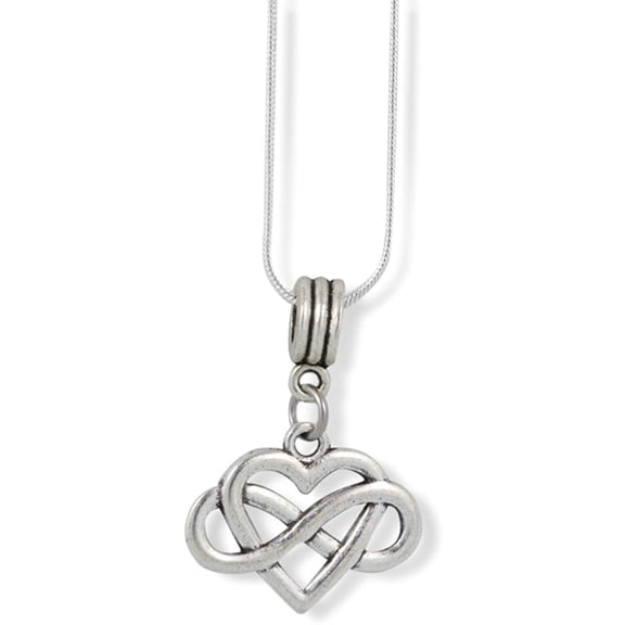 Heart with Infinity Charm Snake Chain Necklace Pendant