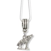 Emerald Park Jewelry Howling Wolf 2D with 925 on Back Charm Snake Chain Necklace