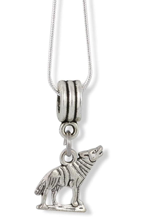 Howling Wolf (2D with 925 on Back) Charm Snake Chain Necklace