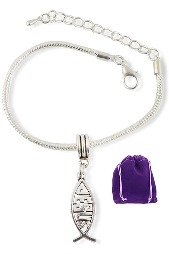 Jesus Ichthys Bracelet | Stainless Steel Snake Chain Charm Bracelet
