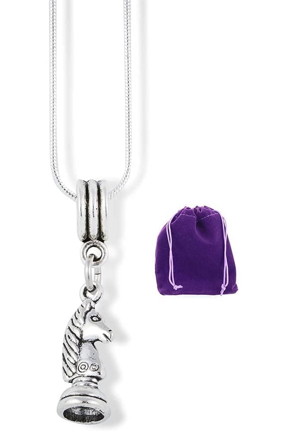 Knight Chess Piece Charm Snake Chain Necklace