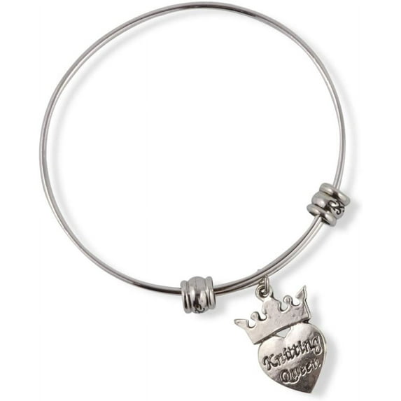 Emerald Park Jewelry Knitting Queen with Crown Fancy Bangle