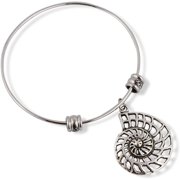 Large Nautilus Sea Shell Outline Adjustable Charm Bangle