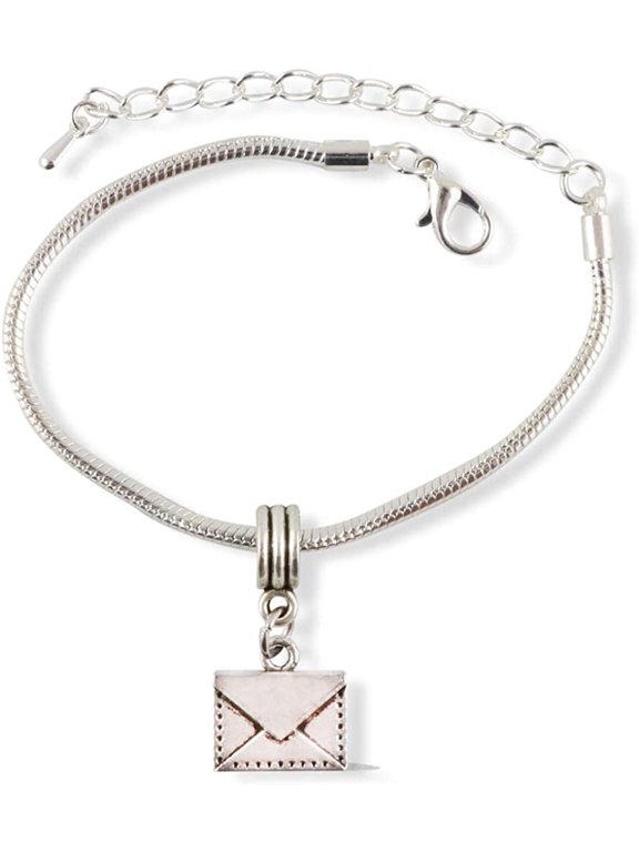 Mail Envelope Letter Snake Chain Charm Bracelet