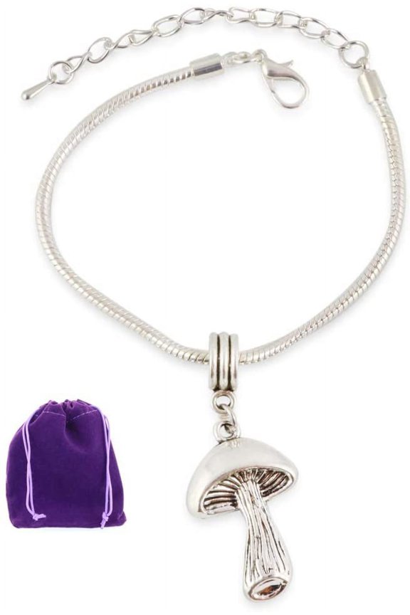 Mushroom Bracelet | Stainless Steel Snake Chain Charm Bracelet