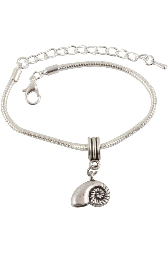 Nautilus Sea Shell Snake Chain Charm Bracelet