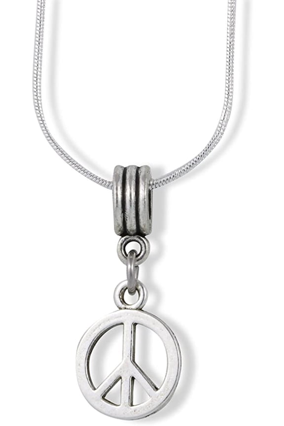 Peace Outline Charm Snake Chain Necklace