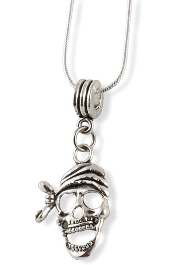 Pirate Skull with Bandana Snake Chain Necklace