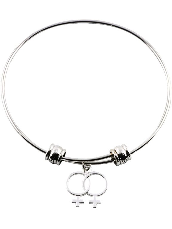 Pride Stainless Steel Adjustable Wire Charm Bangle