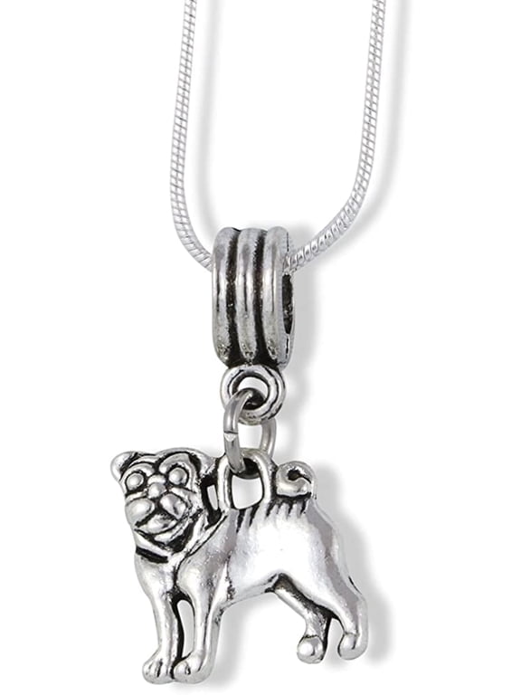 Pug French Bulldog Snake Chain Charm Necklace