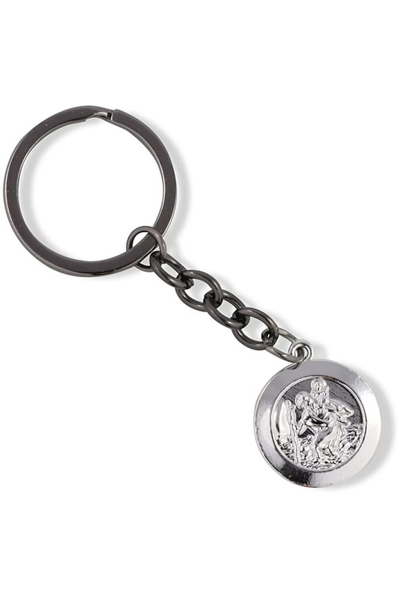 Saint Christopher Medallion no Text Charm Keychain