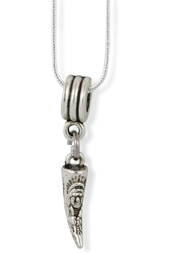 Tusk with Native Carving Charm Snake Chain Necklace