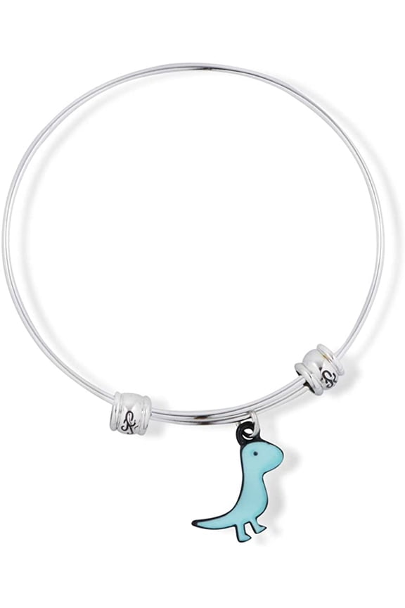 Emerald Park Jewelry Velociraptor Cartoonish Dinosaur Fancy Charm Bangle